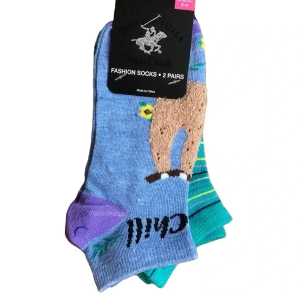 Beverly Hills Polo Club Women’s 2 Pair Chill Out No Show Fashion Socks NWT
